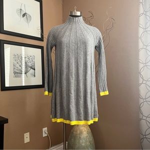 ANTHROPOLOGIE Arsenau Mock Neck Sweater Dress Size Small Gray Wool Alpaca Blend